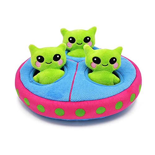YUDICP Pet – Space Paws UFO |Squeaky Hide and Seek Plush Dog Toys | Cute Interactive Plush Puzzle Toys for Small Medium Dogs von YUDICP