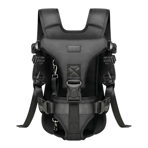Haustier-Hundetragetasche, Rucksäcke mit Beinen, sichere Passform, für kleine Hunde bis zu 7,7 kg, verstellbare freihändige Haustier-Brusttrage zum Wandern, Radfahren (S, Schwarz) von YUDODO