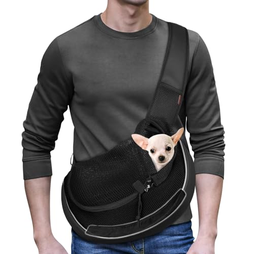 YUDODO Pet Dog Sling Carrier Breathable Mesh Travel Safe Sling Bag Carrier for Dogs Cats von YUDODO