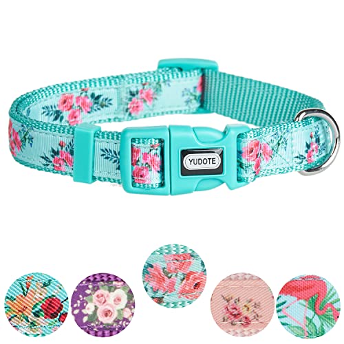 YUDOTE Verstellbares Mintgrünes Nylon-Hundehalsband Klein mit Blume Gemustertem Band für Energisch Hündin Nackengröße 25-38cm YUDOTE Verstellbares Mintgrünes Nylon-Hundehalsband Klein mit Blume Gemustertem Band für Energisch Hündin Nackengröße 25-38cm von YUDOTE