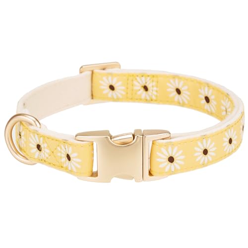 YUDOTE Hundehalsband aus weichem Cord mit Jacquard-Band, Hochwertig Gemustert Blumenmuster für große Hunde den täglichen Gebrauch, Gelb YUDOTE Hundehalsband aus weichem Cord mit Jacquard-Band, Hochwertig Gemustert Blumenmuster für große Hunde den täglichen Gebrauch, Gelb von YUDOTE