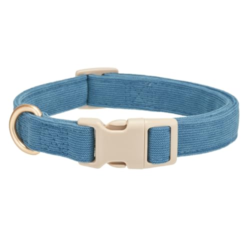 YUDOTE Hundehalsband aus weichem Cord mit Kunststoffclip, bequem und verstellbar, für mittelgroße Hunde, den täglichen Gebrauch, Blau YUDOTE Hundehalsband aus weichem Cord mit Kunststoffclip, bequem und verstellbar, für mittelgroße Hunde, den täglichen Gebrauch, Blau von YUDOTE