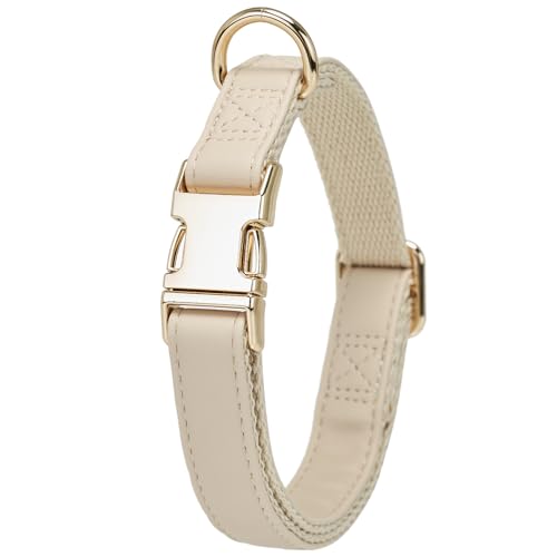 YUDOTE Hundehalsband aus weichem Leder mit Sicherheits-Schnellverschluss-Metallschnalle, natürliche Baumwolle, gepolstertes Kunstlederhalsband für kleine Hunde mit empfindlicher Haut, Weiß YUDOTE Hundehalsband aus weichem Leder mit Sicherheits-Schnellverschluss-Metallschnalle, natürliche Baumwolle, gepolstertes Kunstlederhalsband für kleine Hunde mit empfindlicher Haut, Weiß von YUDOTE