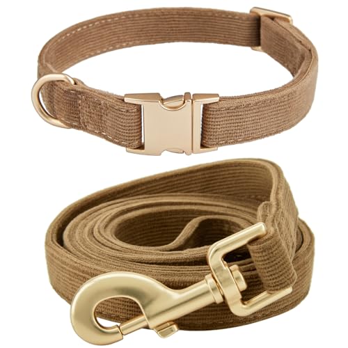 YUDOTE Hundehalsband und Leine Set Klein, Weiche Reizfreie Cord-Halsband-Leine Passende Combo für Den Täglichen Spaziergang, Braun YUDOTE Hundehalsband und Leine Set Klein, Weiche Reizfreie Cord-Halsband-Leine Passende Combo für Den Täglichen Spaziergang, Braun von YUDOTE
