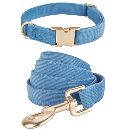 YUDOTE Hundehalsband und Leine Set Klein, Weiche Reizfreie Cord-Halsband-Leine Passende Combo für Den Täglichen Spaziergang, Blau YUDOTE Hundehalsband und Leine Set Klein, Weiche Reizfreie Cord-Halsband-Leine Passende Combo für Den Täglichen Spaziergang, Blau von YUDOTE