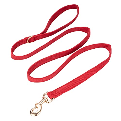 YUDOTE Weiche Cord-Hundeleine mittelgroß,2x150cm,Rot von YUDOTE
