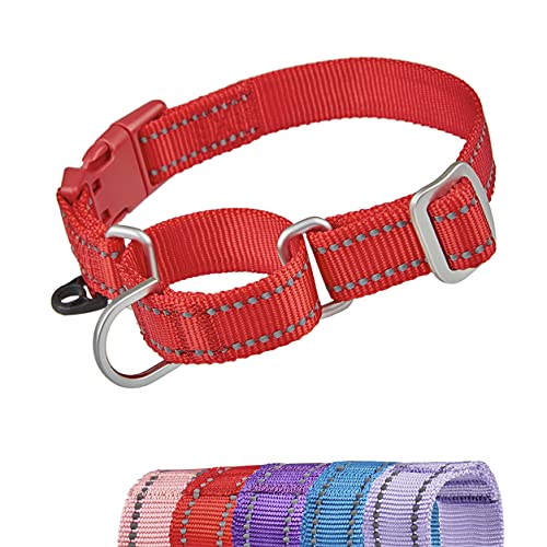 YUDOTE Reflektierende Martingale Hundehalsbänder,ausbruchsicheres Anti-Zug-Trainingshalsband mit Sicherheits-Schnellverschluss für schmale Kopfhunde erleichtern das Gehen,Groß,Rot von YUDOTE