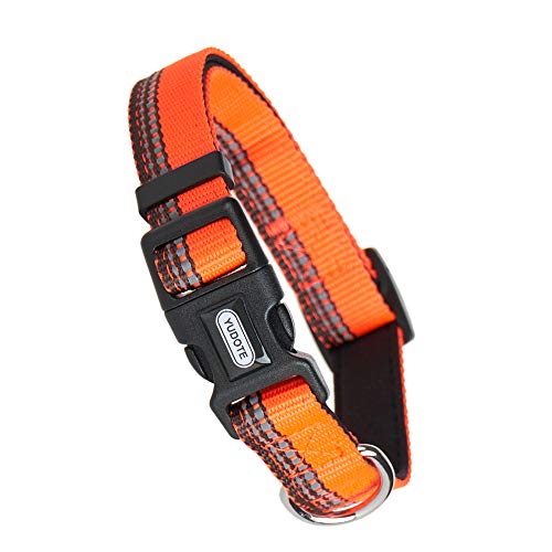 YUDOTE Reflektierendes Hundehalsband, weiches leichtes Polyester-Gurtband mit Neopren-Innenfutter für große Hunde, Halsumfang 40-66 cm, orangebraun YUDOTE Reflektierendes Hundehalsband, weiches leichtes Polyester-Gurtband mit Neopren-Innenfutter für große Hunde, Halsumfang 40-66 cm, orangebraun von YUDOTE