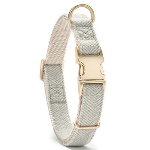 YUDOTE Ultra-weiches Hundehalsband aus natürlicher Baumwolle mit Twillgewebe für kleine Hunde mit empfindlicher Haut,Grau von YUDOTE
