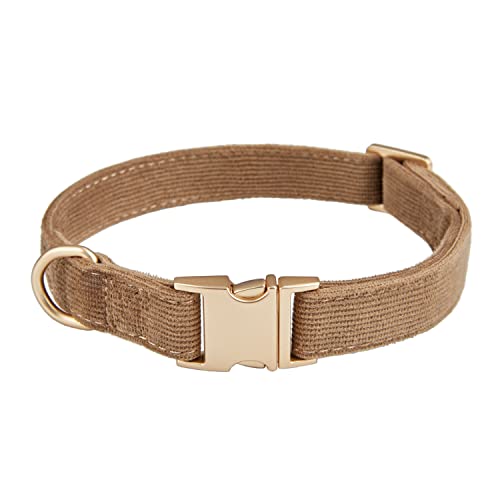 YUDOTE Ultraweiches Hundehalsband natürliche Baumwolle Cord für Mittel Hunde mit empfindlicher Haut,Braun von YUDOTE