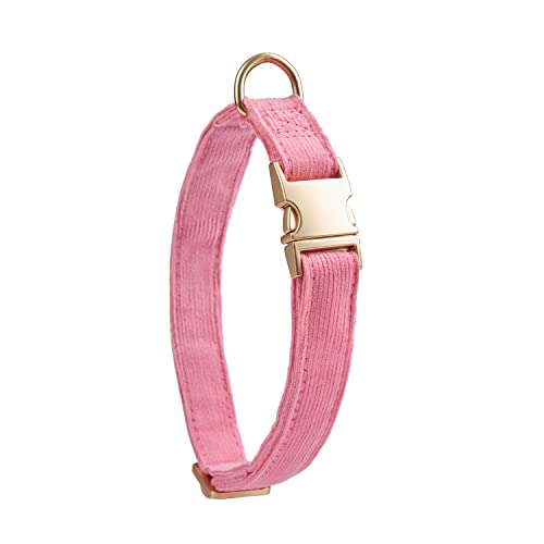 YUDOTE Ultraweiches Hundehalsband natürliche Baumwolle Cord für Mittel Hunde mit empfindlicher Haut,Rosa von YUDOTE