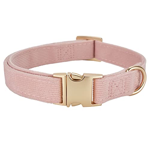 YUDOTE Ultraweiches Hundehalsband natürliche Baumwolle Cord für Groß Hunde mit empfindlicher Haut,Staubiges Rosa von YUDOTE