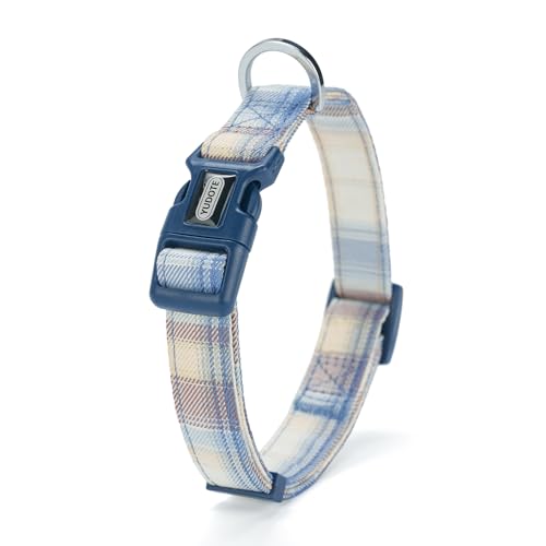 YUDOTE Weiches Hundehalsband, mit Stoff umwickelte Karierte Halsbänder, Nicht reizend für Mittel Hunde mit empfindlicher Haut,Blau YUDOTE Weiches Hundehalsband, mit Stoff umwickelte Karierte Halsbänder, Nicht reizend für Mittel Hunde mit empfindlicher Haut,Blau von YUDOTE