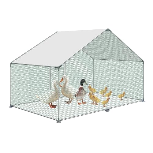 YUENFONG Hühnerstall Freilaufgehege Verzinkter Stahl Kleintierstall Freigehege mit Schloss, XL Hühnerhaus Dach Geflügelstall für Hühnerkäfig Vogelkäfig Kleintiere Haustierkäfig Outdoor (3x2x2m) YUENFONG Hühnerstall Freilaufgehege Verzinkter Stahl Kleintierstall Freigehege mit Schloss, XL Hühnerhaus Dach Geflügelstall für Hühnerkäfig Vogelkäfig Kleintiere Haustierkäfig Outdoor (3x2x2m) von YUENFONG