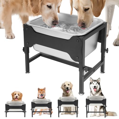YUEPET Erhöhter Wassernapf für große und extra große Hunde, Edelstahl, mit 4 Höhen, verstellbar, Metall, rutschfester Ständer, Haustiernapf für Gelenkdruckentlastung, für Innen- und Außenbereich YUEPET Erhöhter Wassernapf für große und extra große Hunde, Edelstahl, mit 4 Höhen, verstellbar, Metall, rutschfester Ständer, Haustiernapf für Gelenkdruckentlastung, für Innen- und Außenbereich von YUEPET