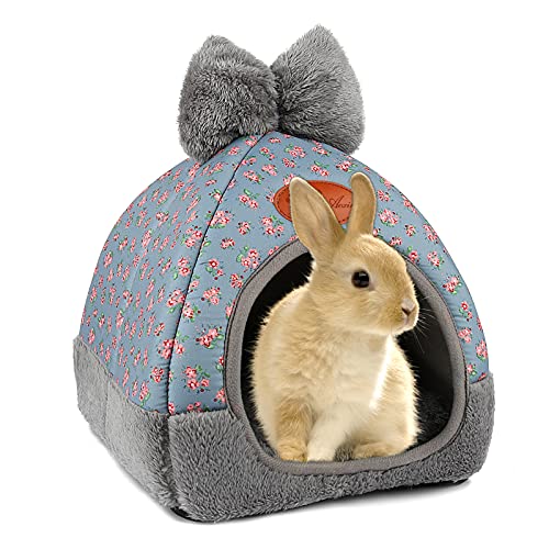 YUEPET Hasenbett, warm, für Meerschweinchen, Höhlenbetten, niedliches Schleifen-Haus, große Verstecke, Käfig-Zubehör für Zwergkaninchen, Hamster, Hasen, Frettchen, Ratten, Igel, Chinchilla, Blau YUEPET Hasenbett, warm, für Meerschweinchen, Höhlenbetten, niedliches Schleifen-Haus, große Verstecke, Käfig-Zubehör für Zwergkaninchen, Hamster, Hasen, Frettchen, Ratten, Igel, Chinchilla, Blau von YUEPET