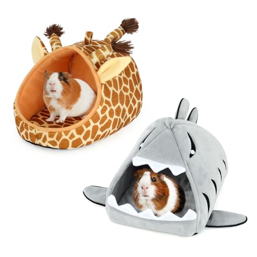 YUEPET Meerschweinchenbett, waschbar, Meerschweinchen-Käfig, Zubehör, Kleintierbett, Versteck für Meerschweinchen, Chinchillas, Hamster, Igel (Hai und Giraffe), 2 Stück von YUEPET