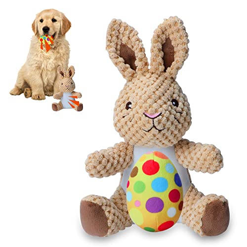 YUEPET Osterhasen-Hundespielzeug, quietschendes Hundespielzeug zum Reinigen der Zähne, gefülltes Osterei, Hundespielzeug für Welpen, kleine, mittelgroße Hunde von YUEPET