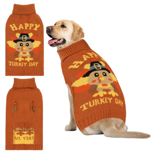 YUEPET Thanksgiving-Hundepullover, klassischer Hundepullover mit Loch für die Leine, weich und warm, für mittelgroße und große Hunde, Größe L YUEPET Thanksgiving-Hundepullover, klassischer Hundepullover mit Loch für die Leine, weich und warm, für mittelgroße und große Hunde, Größe L von YUEPET