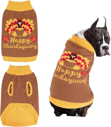 YUEPET Thanksgiving-Hundepullover mit Truthahn-Muster, klassischer Strickpullover mit Loch für die Leine, geeignet für große Hunde, Größe XL YUEPET Thanksgiving-Hundepullover mit Truthahn-Muster, klassischer Strickpullover mit Loch für die Leine, geeignet für große Hunde, Größe XL von YUEPET
