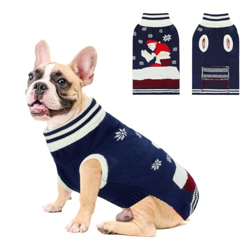 YUEPET Weihnachtspullover für große Hunde, mit Schneeflocke und Weihnachtsmann, warmer Rollkragenpullover für Hunde mit Loch für die Leine für Welpen, mittelgroße und große Hunde für Herbst und YUEPET Weihnachtspullover für große Hunde, mit Schneeflocke und Weihnachtsmann, warmer Rollkragenpullover für Hunde mit Loch für die Leine für Welpen, mittelgroße und große Hunde für Herbst und von YUEPET