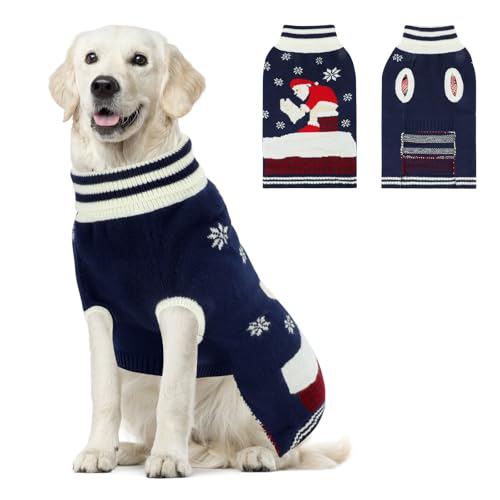 YUEPET Weihnachtspullover für große Hunde, mit Schneeflocke und Weihnachtsmann, warmer Rollkragenpullover mit Loch für die Leine für Welpen, mittelgroße und große Hunde für Herbst und Winter, Größe M YUEPET Weihnachtspullover für große Hunde, mit Schneeflocke und Weihnachtsmann, warmer Rollkragenpullover mit Loch für die Leine für Welpen, mittelgroße und große Hunde für Herbst und Winter, Größe M von YUEPET