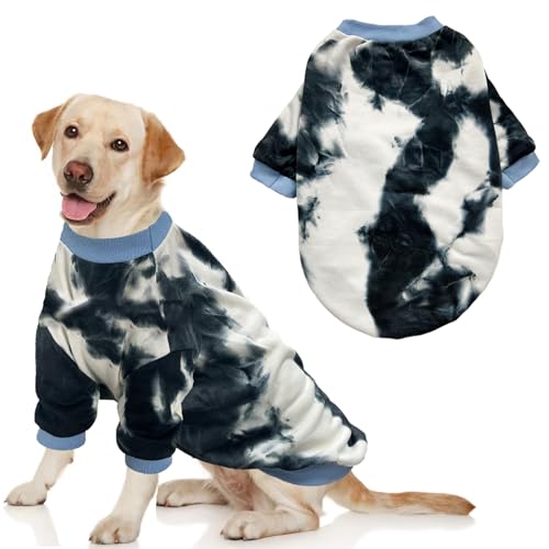 YUERUIJIA Hunde-Kapuzenpullover mit Batikfärbung für kleine, mittelgroße und große Hunde, Jungen, Mädchen, Katze, Haustier-Wintermantel, Welpen-Sweatshirt, weich und atmungsaktiv, Grau, Größe S von YUERUIJIA