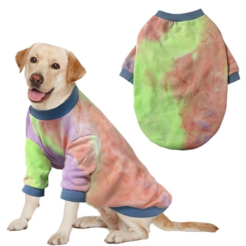 YUERUIJIA Hunde-Kapuzenpullover mit Batikfärbung für kleine, mittelgroße und große Hunde, Jungen, Mädchen, Katze, Haustier-Wintermantel, Welpen-Sweatshirt, weich und atmungsaktiv, Hundepullover Shirts von YUERUIJIA