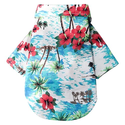 Hawaii Hunde Shirts für Kleine,Sommer Hundeshirts,Pet Poloshirt T-Shirt,Hunde Shirt für Kleine Dog,Hundeshirt Bedruckte T-Shirts Schnell Trocknende Atmungsaktive für Small Dog Katzen (Seeblau,XXL) von YUEXNKO