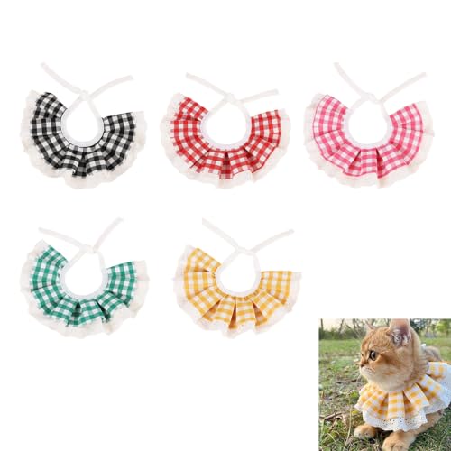 5 x Haustier-Lätzchen, kariertes Lätzchen, Baumwolle, Welpen, Bandana, Schal, verstellbares Kätzchen-Halsband für kleine Welpen, Hunde, Kätzchen, Katzen, Größe M 5 x Haustier-Lätzchen, kariertes Lätzchen, Baumwolle, Welpen, Bandana, Schal, verstellbares Kätzchen-Halsband für kleine Welpen, Hunde, Kätzchen, Katzen, Größe M von YUEYINGMG
