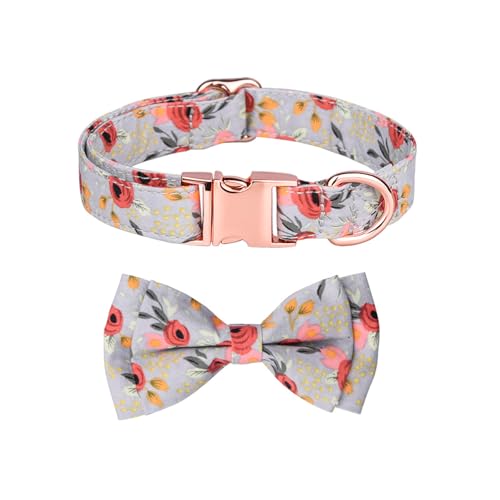 Hundehalsband für Jungen und Mädchen, mit Fliege, Blumen, Welpen, Fliege, niedliches Hundehalsband, verstellbares Halsband für kleine, mittelgroße und große Hunde mit Metallschnalle Hundehalsband für Jungen und Mädchen, mit Fliege, Blumen, Welpen, Fliege, niedliches Hundehalsband, verstellbares Halsband für kleine, mittelgroße und große Hunde mit Metallschnalle von YUEYINGMG
