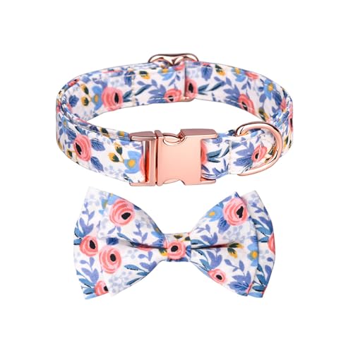 Hundehalsband für Jungen und Mädchen, mit Fliege, Blumen, Welpen, Fliege, niedliches Hundehalsband, verstellbares Halsband für kleine, mittelgroße und große Hunde mit Metallschnalle Hundehalsband für Jungen und Mädchen, mit Fliege, Blumen, Welpen, Fliege, niedliches Hundehalsband, verstellbares Halsband für kleine, mittelgroße und große Hunde mit Metallschnalle von YUEYINGMG