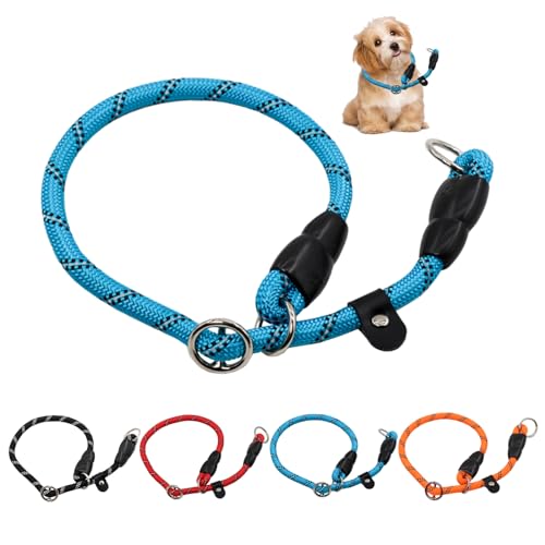 Hunde-Schlupfhalsband mit reflektierenden Streifen, Schlupfhalsband für Hunde, weich, verstellbar, Nylon-Seil-Halsband, kein Ziehen, für Haustiere, Spaziergänge im Freien, runde Trainingsleine für von YUFFQOPC