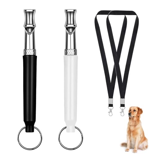 YUGUOLAN 2-Stück Hundepfeife Rückruf, Hundepfeife Hochfrequenz Lautlos, Erziehungshilfen Für Hunde Pfeifen,Hundetraining Hundepfeifen,Hilfsmittel Pfeife Hund Rückruf (Weiß, Schwarz) von YUGUOLAN