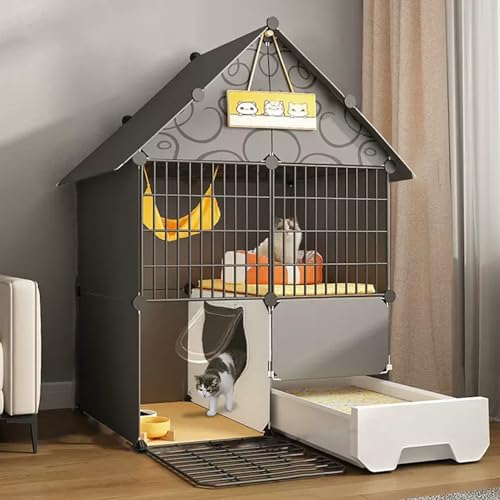 Großer Katzenkäfig mit Katzentoilette, Katzengehege mit 2/3 Ebenen, DIY-Katzenlaufstall, Haustierlaufstall mit Dichtem Metalldraht, Katzenhaus, für 1-3 Katzen ( Size : A-29.5*15.4*42.9"/75*39*109cm ) Großer Katzenkäfig mit Katzentoilette, Katzengehege mit 2/3 Ebenen, DIY-Katzenlaufstall, Haustierlaufstall mit Dichtem Metalldraht, Katzenhaus, für 1-3 Katzen ( Size : A-29.5*15.4*42.9"/75*39*109cm ) von YUGXTH