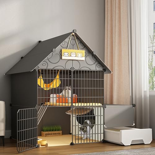 Großer Katzenkäfig mit Katzentoilette, Katzengehege mit 2/3 Ebenen, DIY-Katzenlaufstall, Haustierlaufstall mit Dichtem Metalldraht, Katzenhaus, für 1-3 Katzen ( Size : A-43.7*15.4*42.9"/111*39*109cm ) Großer Katzenkäfig mit Katzentoilette, Katzengehege mit 2/3 Ebenen, DIY-Katzenlaufstall, Haustierlaufstall mit Dichtem Metalldraht, Katzenhaus, für 1-3 Katzen ( Size : A-43.7*15.4*42.9"/111*39*109cm ) von YUGXTH