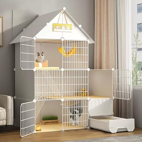 Großer Katzenkäfig mit Katzentoilette, Katzengehege mit 2/3 Ebenen, DIY-Katzenlaufstall, Haustierlaufstall mit Dichtem Metalldraht, Katzenhaus, für 1-3 Katzen ( Size : B-43.7*15.4*55.9"/111*39*142cm ) Großer Katzenkäfig mit Katzentoilette, Katzengehege mit 2/3 Ebenen, DIY-Katzenlaufstall, Haustierlaufstall mit Dichtem Metalldraht, Katzenhaus, für 1-3 Katzen ( Size : B-43.7*15.4*55.9"/111*39*142cm ) von YUGXTH