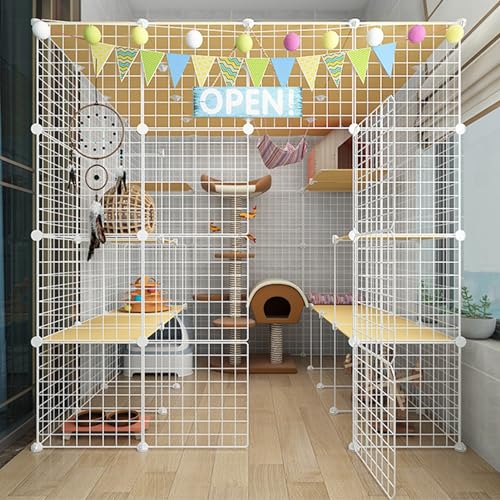 Katzenkäfig-Laufstall, Haustierkäfige für Katzen, DIY-Katzenlaufstall, Große 2/3-stöckige Katzengehege, Metalldrahtgitterkäfig, Großer Übungsbereich, Leicht zu Reinigen (Color : White A, Size : 58x4 Katzenkäfig-Laufstall, Haustierkäfige für Katzen, DIY-Katzenlaufstall, Große 2/3-stöckige Katzengehege, Metalldrahtgitterkäfig, Großer Übungsbereich, Leicht zu Reinigen (Color : White A, Size : 58x4 von YUGXTH