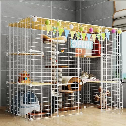 Katzenkäfig-Laufstall, Haustierkäfige für Katzen, DIY-Katzenlaufstall, Große 2/3-stöckige Katzengehege, Metalldrahtgitterkäfig, Großer Übungsbereich, Leicht zu Reinigen (Color : White D, Size : 58x3 Katzenkäfig-Laufstall, Haustierkäfige für Katzen, DIY-Katzenlaufstall, Große 2/3-stöckige Katzengehege, Metalldrahtgitterkäfig, Großer Übungsbereich, Leicht zu Reinigen (Color : White D, Size : 58x3 von YUGXTH