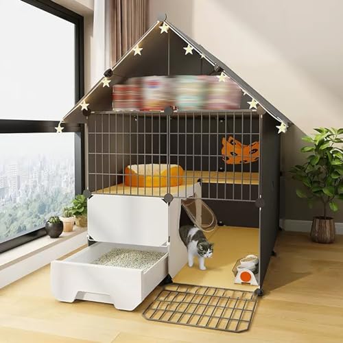 YUGXTH Katzenkäfig mit Katzentoilette, DIY-Katzenlaufstall mit Aufbewahrungsregal, Katzengehege für Den Innenbereich mit Leitern, Abnehmbare Metalldrahthütten, Separate Toilette ( Size : 29.5*29.5*43" YUGXTH Katzenkäfig mit Katzentoilette, DIY-Katzenlaufstall mit Aufbewahrungsregal, Katzengehege für Den Innenbereich mit Leitern, Abnehmbare Metalldrahthütten, Separate Toilette ( Size : 29.5*29.5*43" von YUGXTH