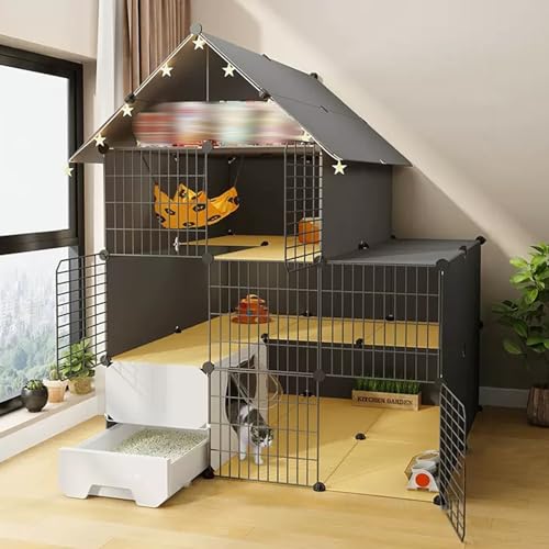 YUGXTH Katzenkäfig mit Katzentoilette, DIY-Katzenlaufstall mit Aufbewahrungsregal, Katzengehege für Den Innenbereich mit Leitern, Abnehmbare Metalldrahthütten, Separate Toilette ( Size : B-43*29.5*57" YUGXTH Katzenkäfig mit Katzentoilette, DIY-Katzenlaufstall mit Aufbewahrungsregal, Katzengehege für Den Innenbereich mit Leitern, Abnehmbare Metalldrahthütten, Separate Toilette ( Size : B-43*29.5*57" von YUGXTH