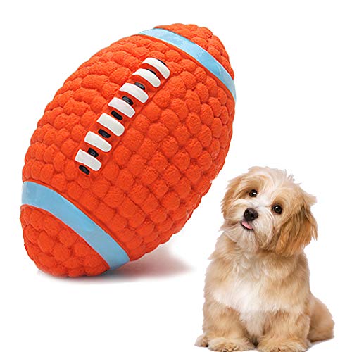 YUIP Hund Quietschspielzeug Rugby, Robustes langlebiges Kauspielzeug, Dog Chew Toys Saubere Zähne, ungiftigem interaktivem Kautschuk aus Naturkautschuk für kleine mittelgroße Hunde von YUIP