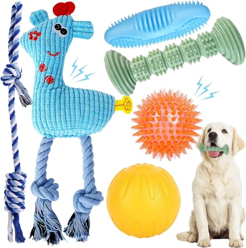 Welpenspielzeug zum Zahnen, weich und langlebig, 6er-Pack, quietschendes Spielzeug für kleine und mittelgroße Hunde, geeignet für 2–8 Monate, Zahnreinigung und Mundgesundheitsschutz für Welpen, von YUKOOY