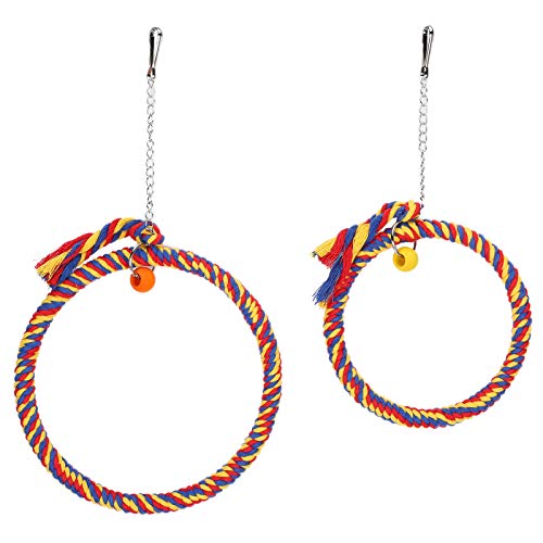 Bird Swing Toy Papageienpapagei Baumwolle Runde Hänge -Seil Spielzeug Vogel Käfig Ständer Haustier Accessoire (Dark Blue + red) von YULEESIYIP