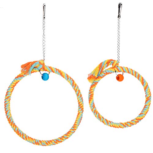 Bird Swing Toy Papageienpapagei Baumwolle Runde Hänge -Seil Spielzeug Vogel Käfig Ständer Haustier Accessoire (Orange red + Light Green) von YULEESIYIP