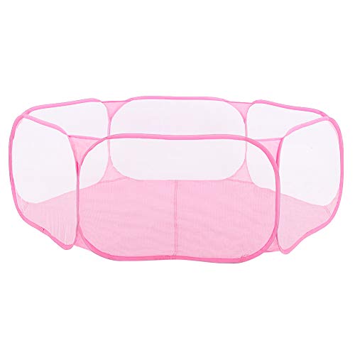 Kleiner Haustier -Spielstall transparente Welpenkatze Kaninchen Käfig Zelt tragbares blaues Rosa im Freien schwarz (Pink) von YULEESIYIP