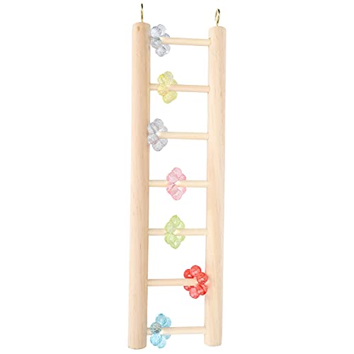 Papageien Käfig hängen Holzleiter Vogelklettern Spielzeugdekoration Perle Blume Holz Kunststoff Bunte auffällige aktive Vögel Spielen (37 * 10 cm) von YULEESIYIP