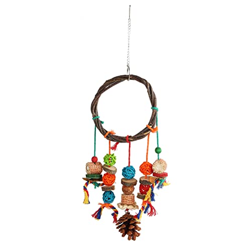Papageienschwung Spielzeug farbenfrohe Baumstämme Rattan -Kugeln Mais Colsts Baumwollseile Kiefern Kegel Vogel Schwung Kaut Spielzeug für Vögel Sport und Unterhaltung (Small Size (29.9 X 15 X 6.7in)) Papageienschwung Spielzeug farbenfrohe Baumstämme Rattan -Kugeln Mais Colsts Baumwollseile Kiefern Kegel Vogel Schwung Kaut Spielzeug für Vögel Sport und Unterhaltung (Small Size (29.9 X 15 X 6.7in)) von YULEESIYIP
