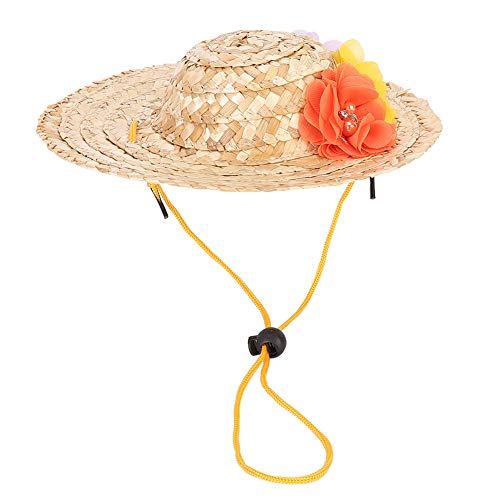 Pet Straw Hut Welpe Kappe mit farbenfrohen Blumen für Partykostümdekorationen (S) von YULEESIYIP