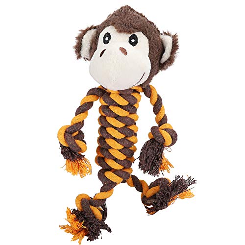 YULEESIYIP Haustierhund Cartoon Tierspielzeug Plüsch Baumwollseil Zähne Reinigen Anti -Biss -Molar Spielzeug für Hundekatze Entenaffen (Monkey) von YULEESIYIP
